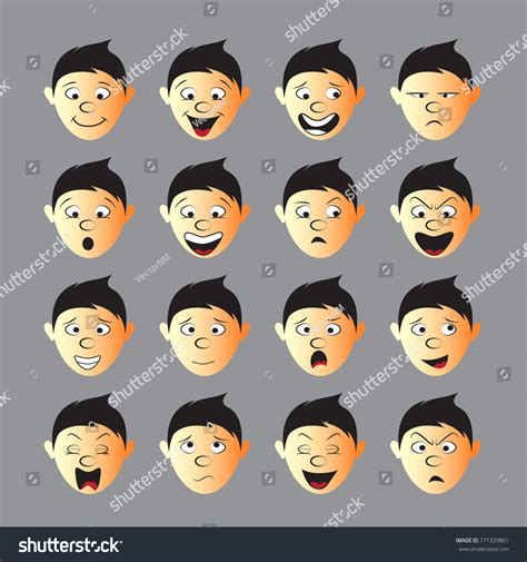 Human Face Expression Sets Stock Vector Illustration 171329861