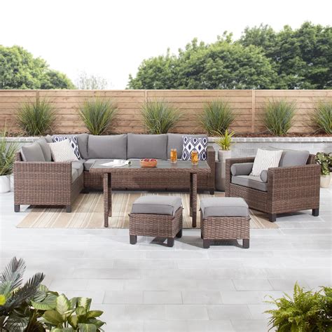 Brookebury All Weather Wicker Sofa Sectional Patio Dining Set Sofa