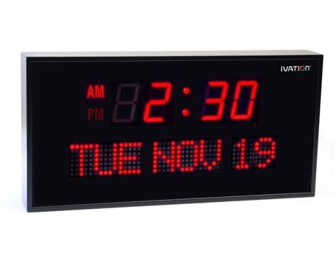 Ivation Big Oversized Digital Red Led Calendar Clock With Day And Date