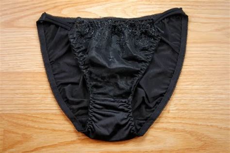 Vintage Japanese Nylon Shiny Slippery Pretty Cute Black String Panty