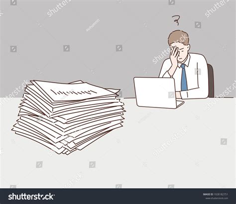 Businessman Overworked Hand Drawn Style Vector Stock Vector Royalty