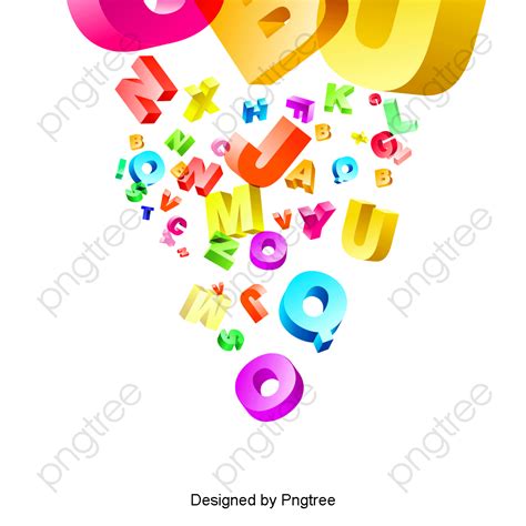 Transparent Colorful Abstract English Alphabet Png Format Image With