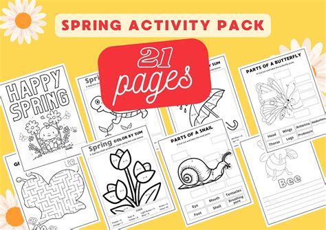 Spring Printable Spring Activity Pack Spring Coloring Parts Of A