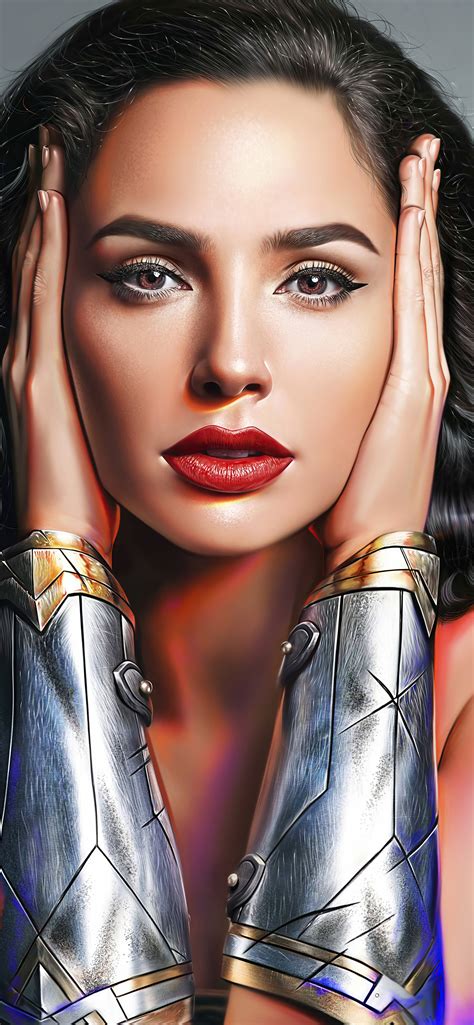 1242x2688 gal gadot as wonder woman realism portrait art 5k iphone xs max hd 4k wallpapers