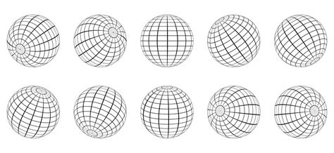 Globe Grid Sphere Set 3d Wire Global Earth Latitude Longitude