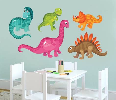 5 Fun Dinos Wall Decals Dinosaur Theme Children Bedroom Or Playroom