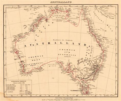 Antique Map Of Australia By C Flemming 1844 Australia Map Old Maps
