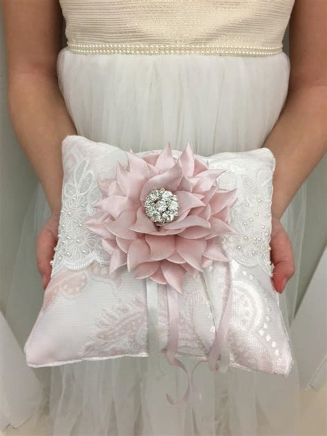 Ring Bearer Pillow Light Pink Wedding Ring Pillow French Lace Wedding