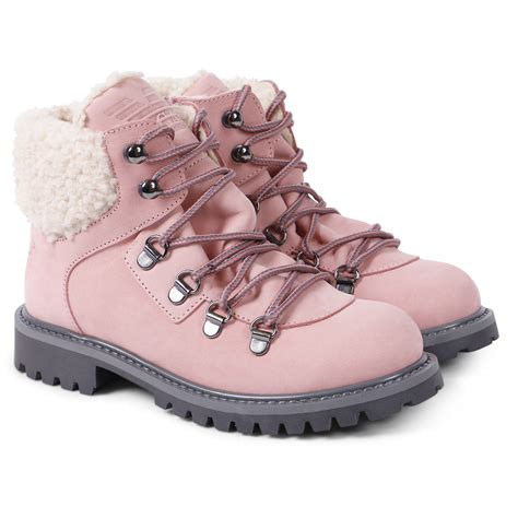 Emporio Armani Girls Fleece Lace Up Boots In Pink Bambinifashioncom