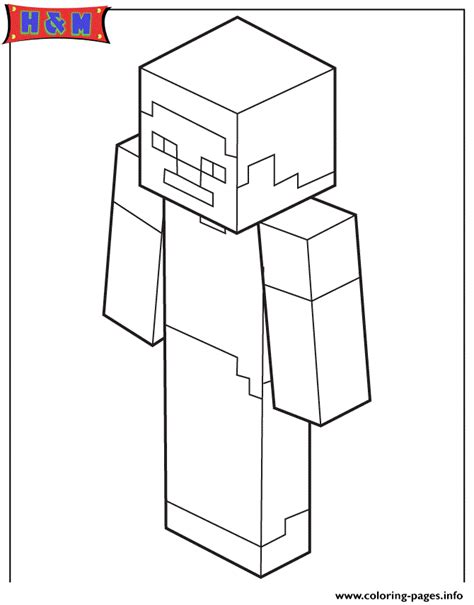 Steve From Minecraft Free Colouring Pages