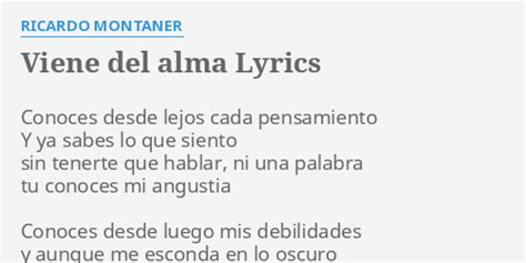 Viene Del Alma Lyrics By Ricardo Montaner Conoces Desde Lejos Cada