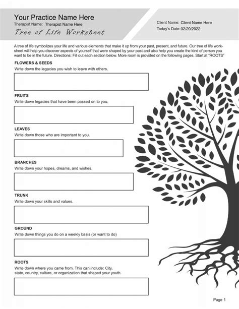 Printable Tree Of Life Therapy Template