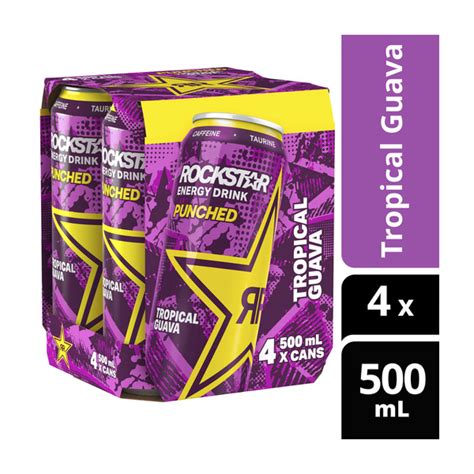 Buy Rockstar Punched Tropical Guava Flavoured Energy Drink 500ml 4 Pack