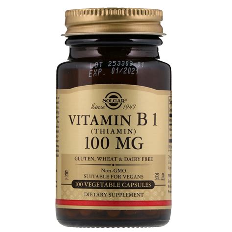 Solgar Vitamin B1 100 Mg 100 Vegetable Capsules By Iherb