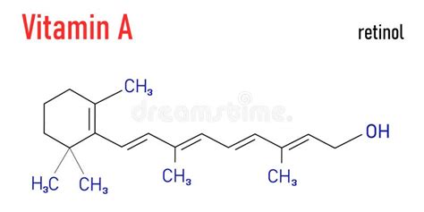 Molécula De Vitamina A Retinol Fórmula Química Esquelética Ilustración