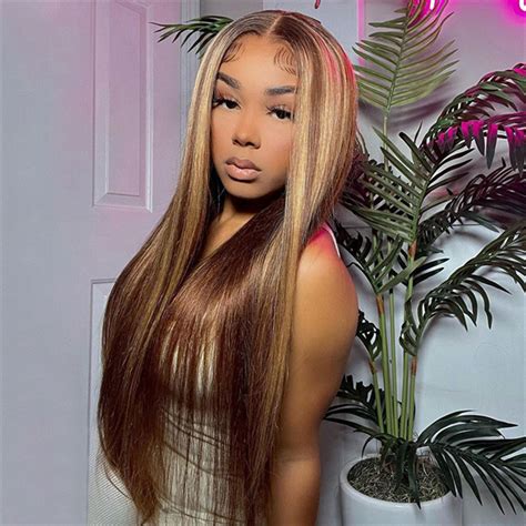 ohmhighlight straight wig 4 27 piano colored ombre honey blonde lace