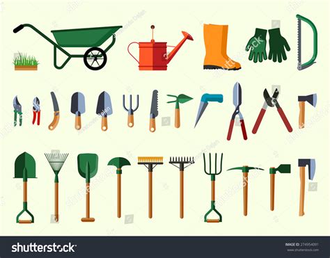 set various gardening items garden tools stock vector 274954091 shutterstock
