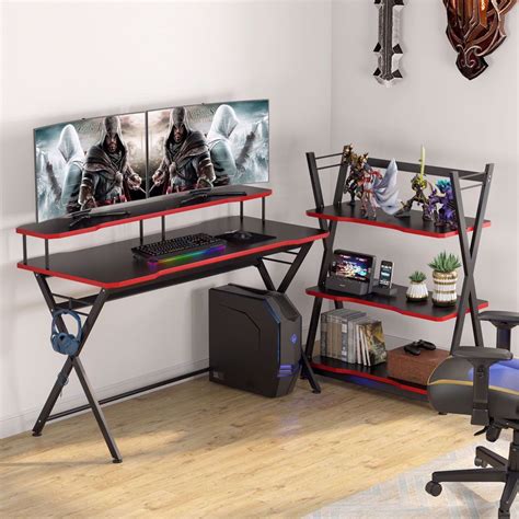 Tribesigns 55 Inch Large Gaming Desk With Monitor Stand Ergonomic Pc