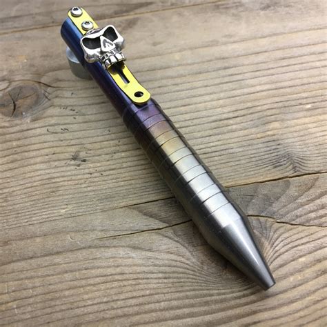 Custom Titanium Skull Ballpoint Pen Cal 50 By Böker