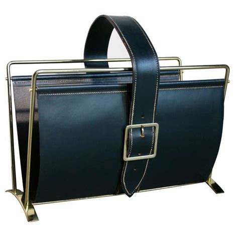 Hermes Leather And Brass Magazine Holder At 1stdibs