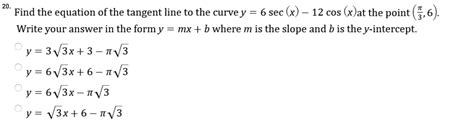 Solved Find An Equation Of The Tangent To The Curve At Th Fd