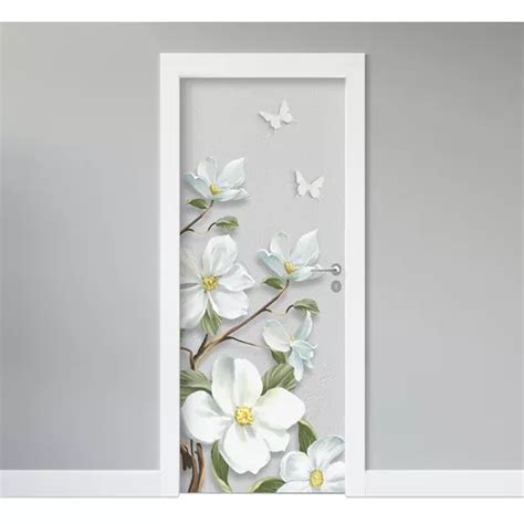 Adesivo Decorativo Para Portas Borboletas E Flores Parcelamento Sem