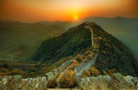 Great Wall Of China Sunset Wallpapers Hd Desktop And