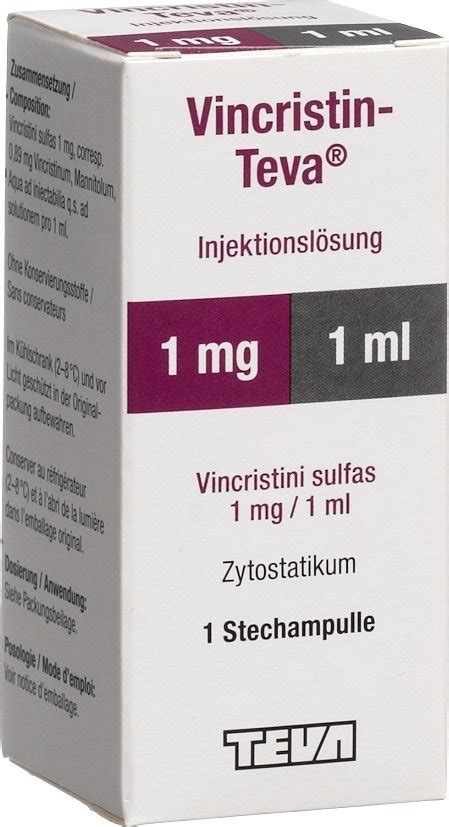 Vincristin Teva Injektionslösung 1mgml Durchstechflasche 1ml In Der