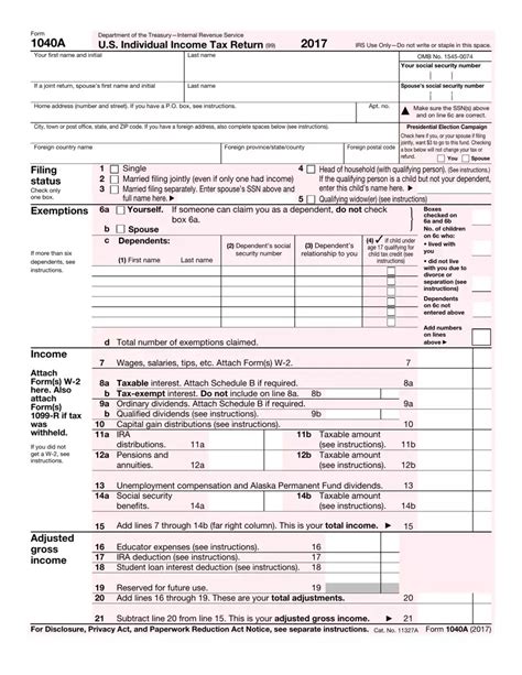 Irs Form 1040a ≡ Fill Out Printable Pdf Forms Online