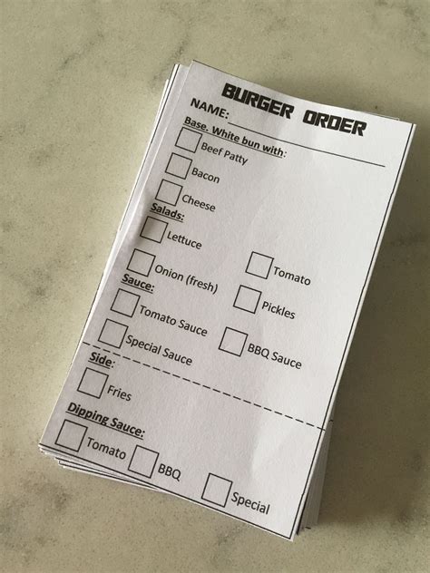 Order Form For Guests Burgers Restaurant Order Burger Names Fresh Sauce