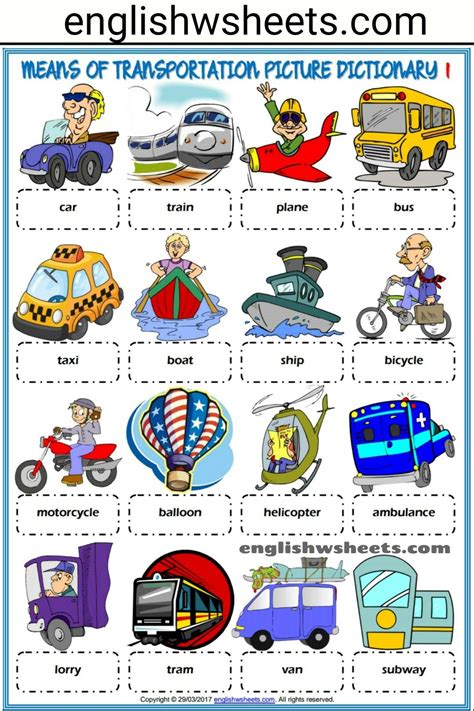 Means of Transportation Esl Printable Picture Dictionaries For Kids (2 ...