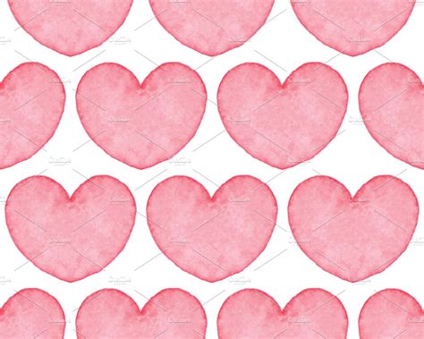 Seamless Watercolor Heart Texture Graphic Patterns ~ Creative Market