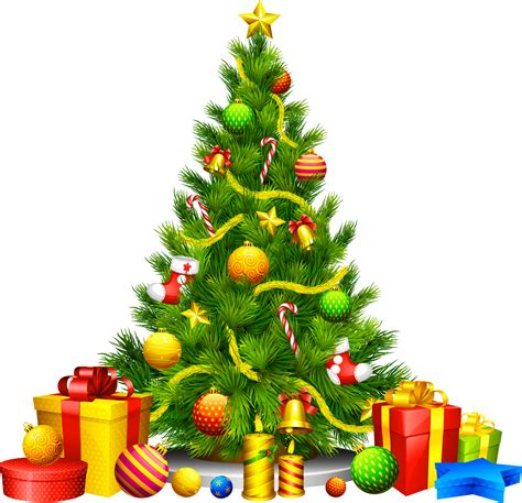 Gifts Cartoon Christmas Fir Tree Png Image