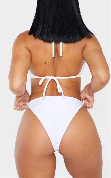 Shape White Strappy Tie Side Bikini Bottom Prettylittlething Aus