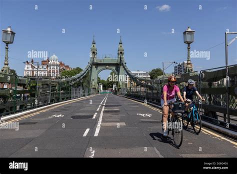 Hammersmith Bridge The First Iron Suspension Bridge To Span The Thames Reopens To Cyclists And