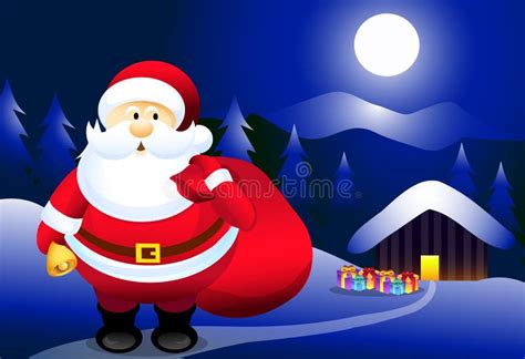 Santa And Christmas Night Stock Vector Illustration Of Decoration 34648535