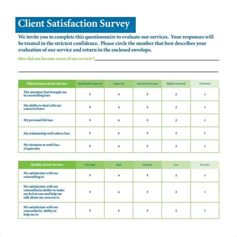 21 Free Satisfaction Survey Template Word Excel Formats
