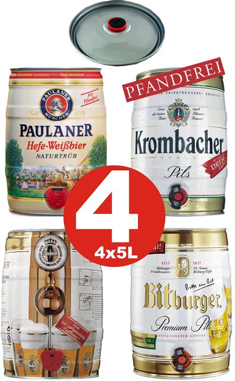 4 X Partyfass Different Varieties 5 Liters Alcohol Content
