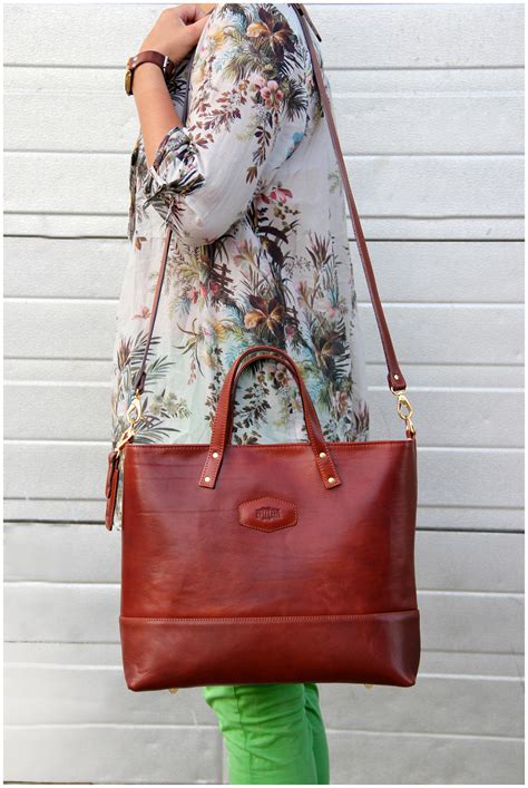 Italian Leather Bag Shoulder Bag Cognac Designer Handbags Tote
