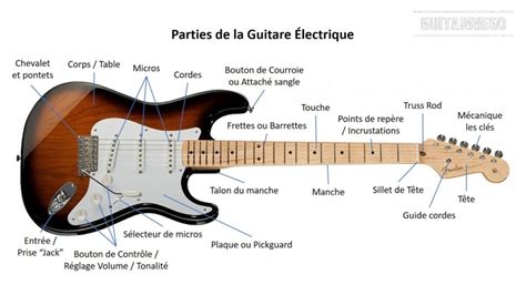 parties de la guitare électrique et importance de chacune guitarriego