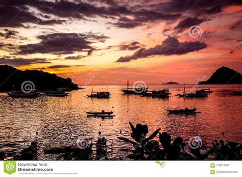 Sunset in Labuan Bajo, Flores, Indonesia Stock Image - Image of