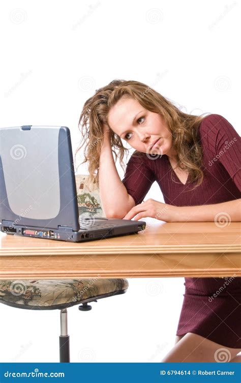 Frustration At The Laptop Computer Stock Photo Image Of Grief