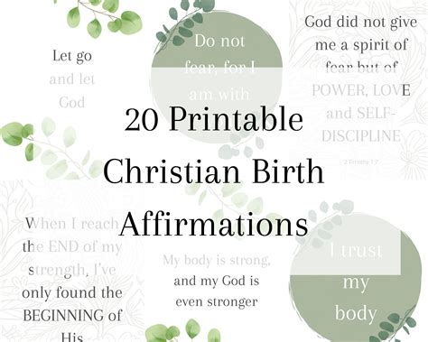 Set Of 20 Christian Birth Affirmation Printable Cards Instant Etsy