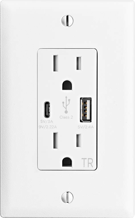 Insignia Dual Ac And Usbusb C In Wall Outlet White Ns Hw1a1c22 Best Buy