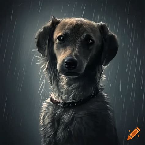 Sad Dog Caught In The Rain