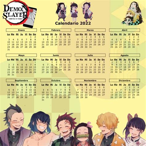 Calendario Para Imprimir Animeindo Kimetsu No Yaiba S IMAGESEE