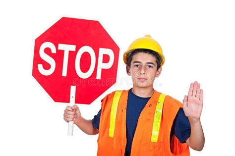 Boy Holding Stop Sign Stock Photo Image Of Communicate 20730310