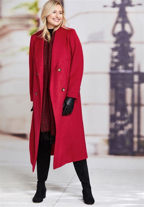 Jessica London Women S Plus Size Long Shawl Collar Coat Wool Winter Double Ebay