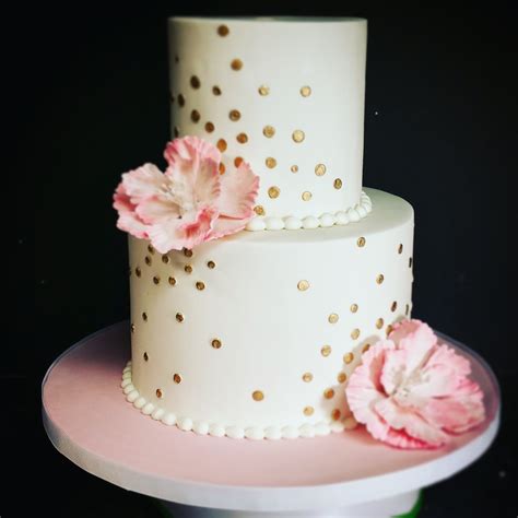 Pink White And Gold Birthday Cake