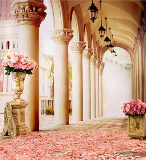 10x10ft Pink Rose Flowers Porch Pillars Custom Photo Studio Background